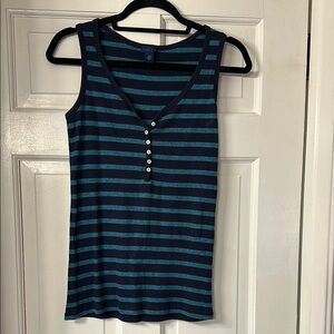 Lilla P Fitted Blue and Navy Sleeveless Tank Top